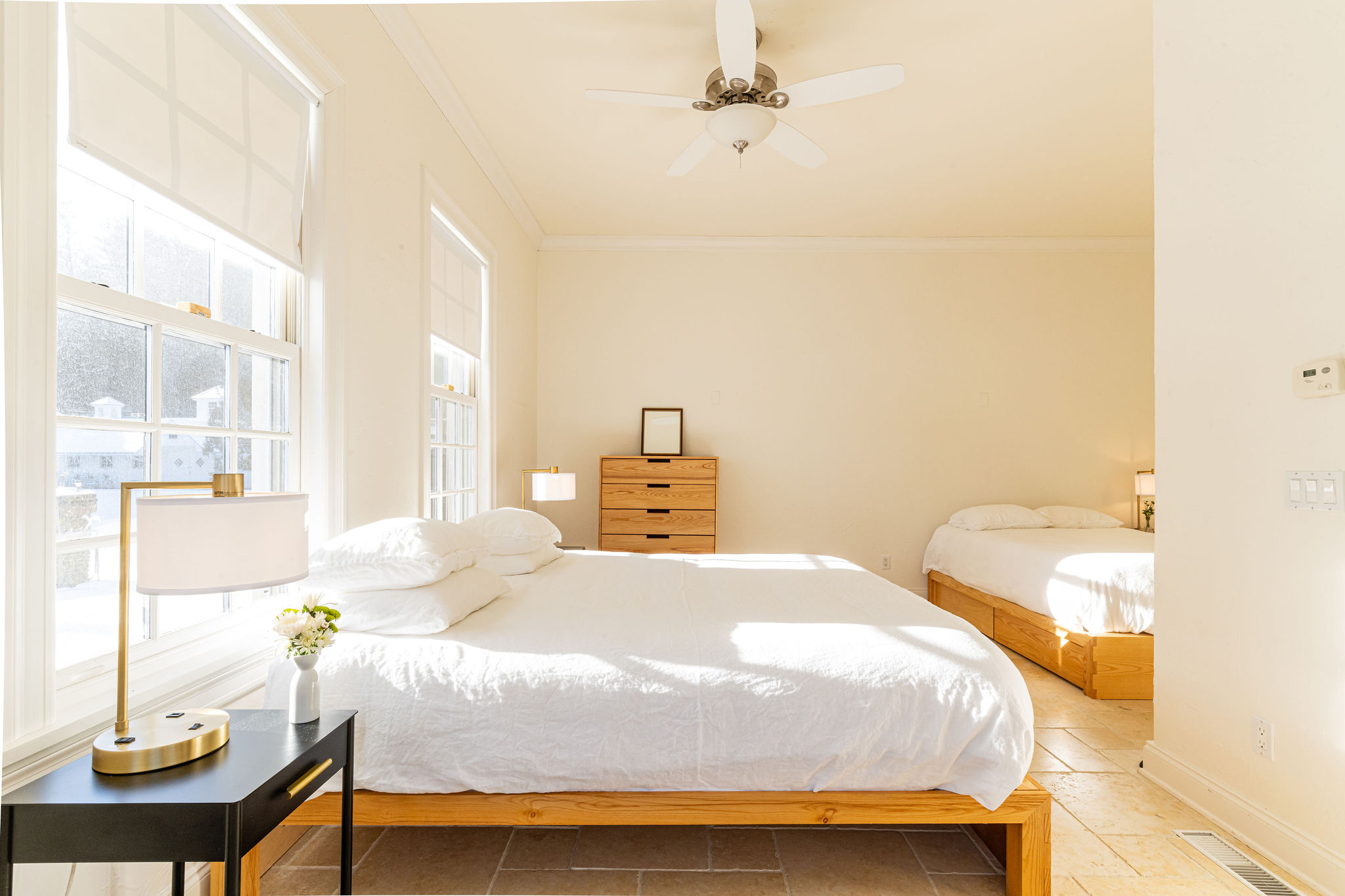 Bedroom accommodations across the two villas